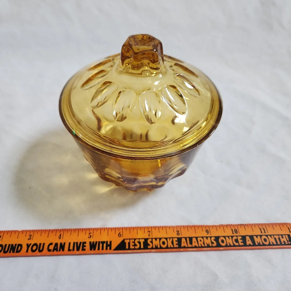 Vintage Amber Yellow Glass Candy Dish
